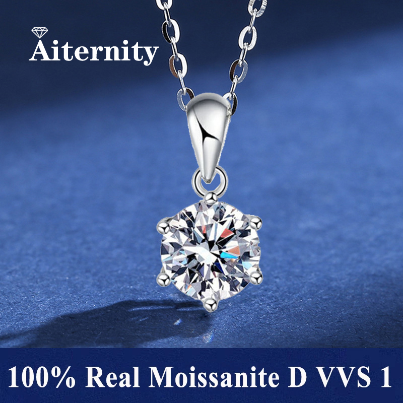 Vs Smartwatch - Kalung Liontin Moissanite 6 Prong Perak