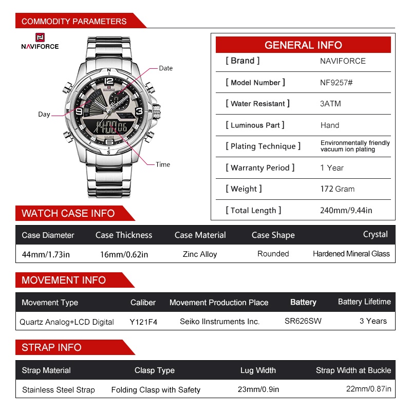 NAVIFORCE Jam Tangan Pria Dual - Analog Quartz Watch ulasan dan harga